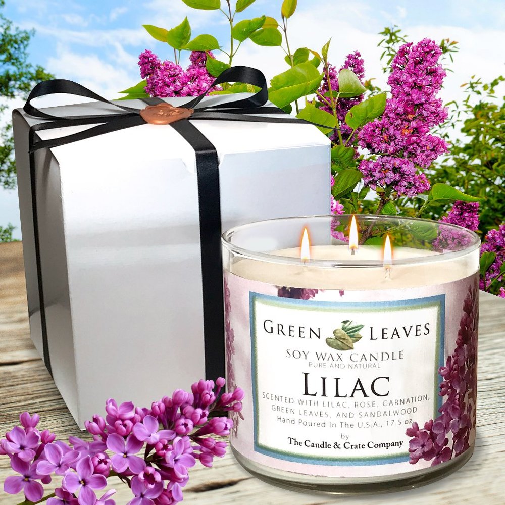 Lilac 3 Wick Soy Wax Candle, Hand Poured 17.5 oz.